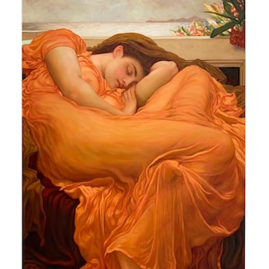 Flaming June by Lord Frederic Leighton – Hand-Painted Oil on Canvas, 24x36&quot; – Museum-Quality Reproduction, Victorian Art, Ready to Ship
