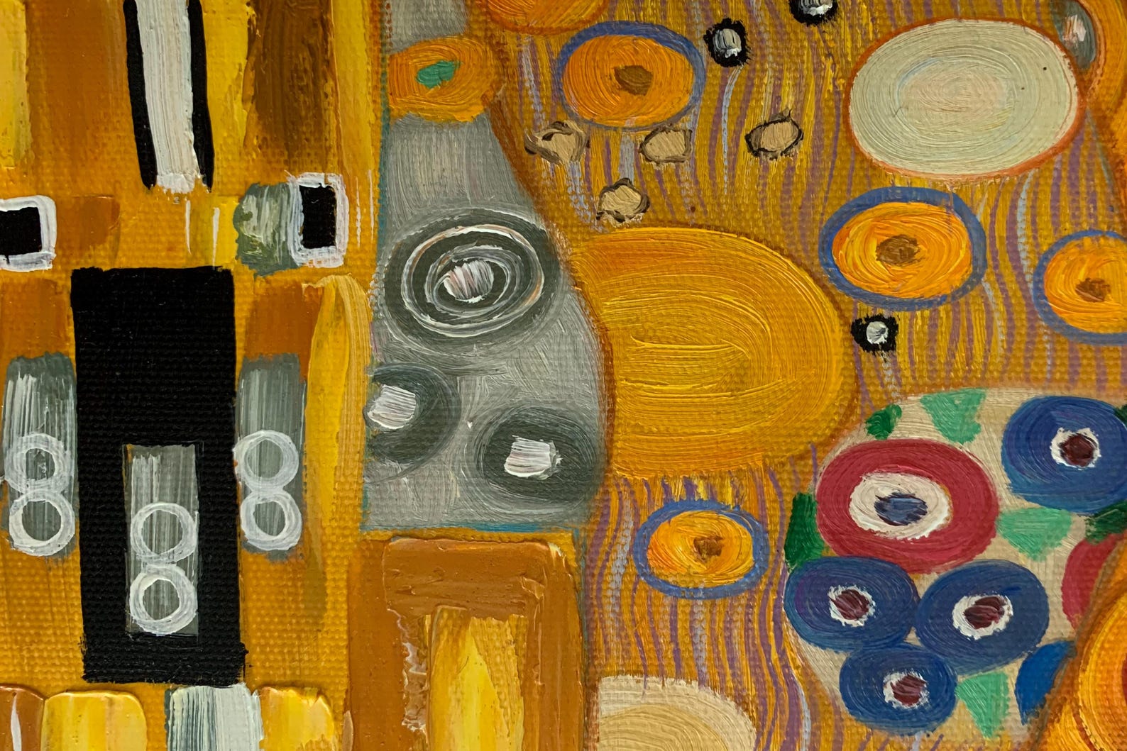 Gustav Klimt the Kiss Hand-painted Oil Painting Reproduction on Canvas ...