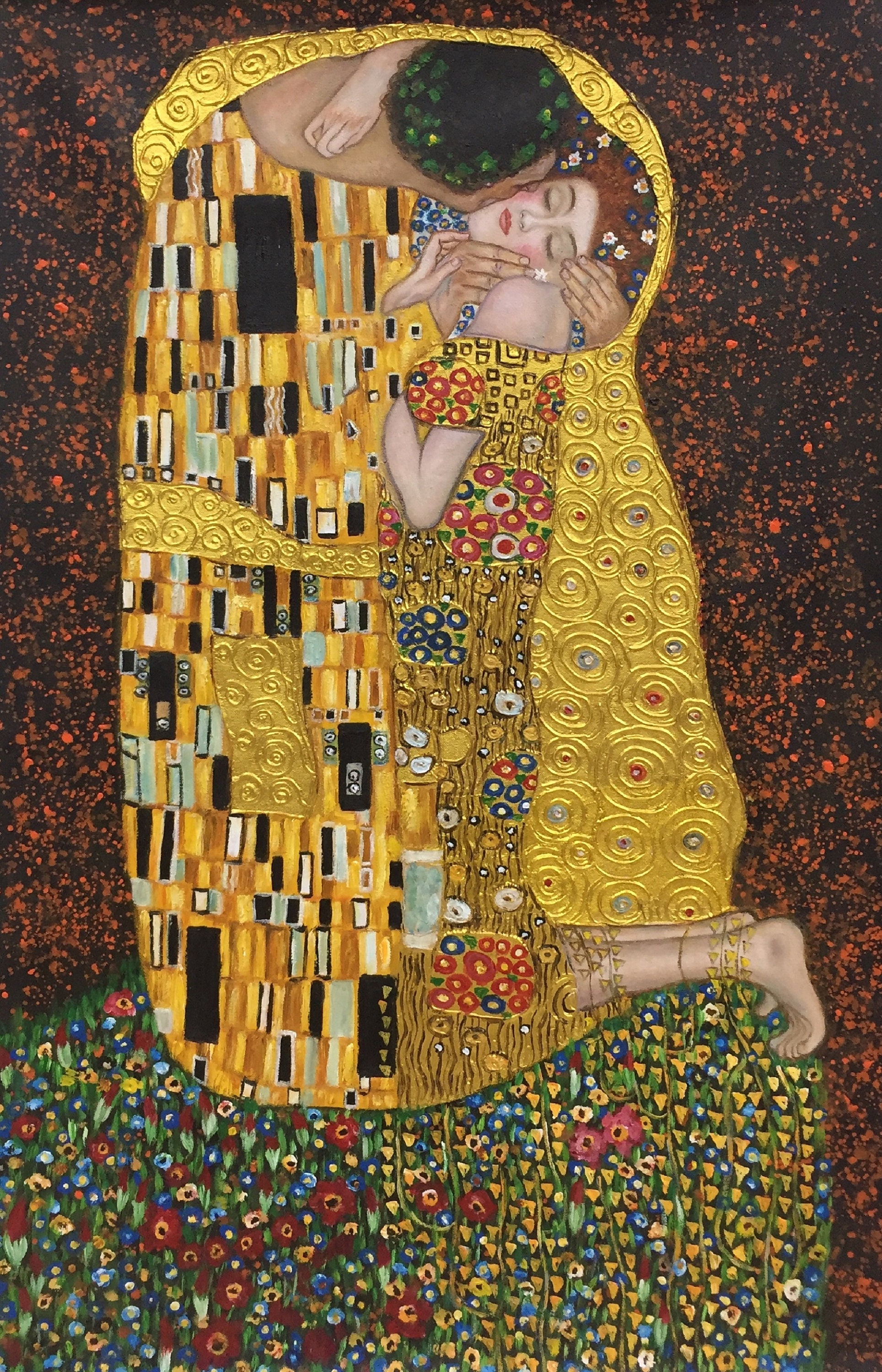 Gustav Klimt the Kiss Repro, Oil Painting on Canvas, Hand-painted