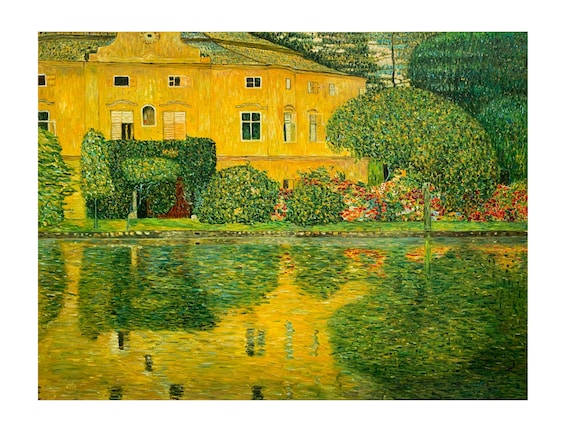 Klimt Schloss Kammer on Attersee Oil Painting, Hand Painted Landscape Canvas, Gustav Klimt Reproduction