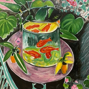 Henri Matisse Goldfish – Vibrant Hand-Painted Oil on Canvas, Modern Wall Art Repro, Museum-Quality, Gift for Art Lovers, Ready to Ship