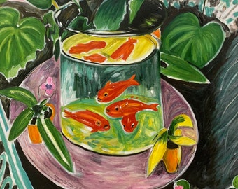 Henri Matisse Goldfish – Vibrant Hand-Painted Oil on Canvas, Modern Wall Art Repro, Museum-Quality, Gift for Art Lovers, Ready to Ship