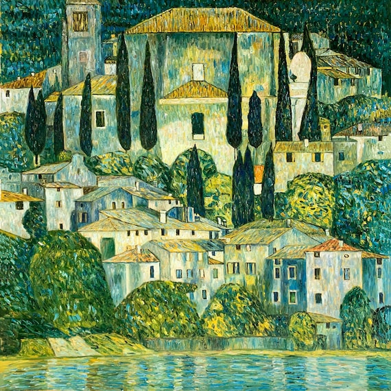 Gustav Klimt Church in Cassone Hand-painted Oil Painting