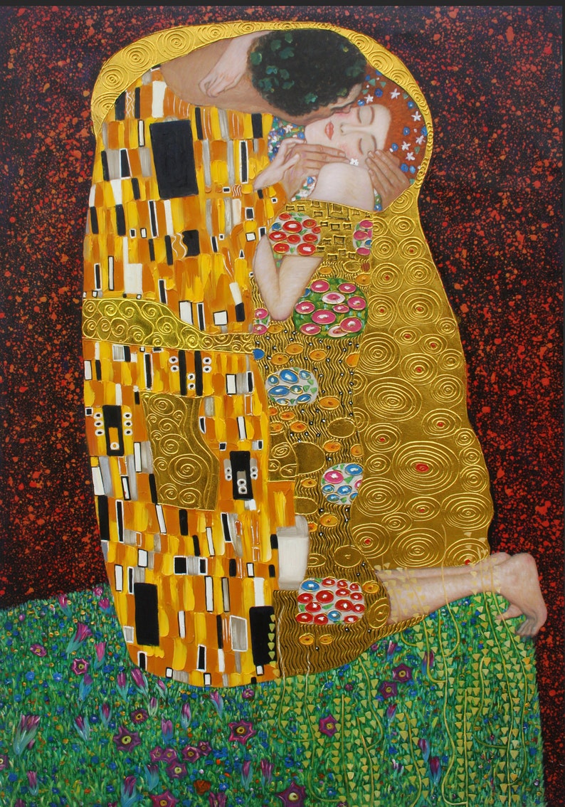 Gustav Klimt the Kiss Gold Leaf Painting, Hand Painted Oil on Canvas ...