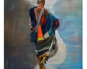 Thích Minh Tuệ on a Peaceful Walk - Original Artwork