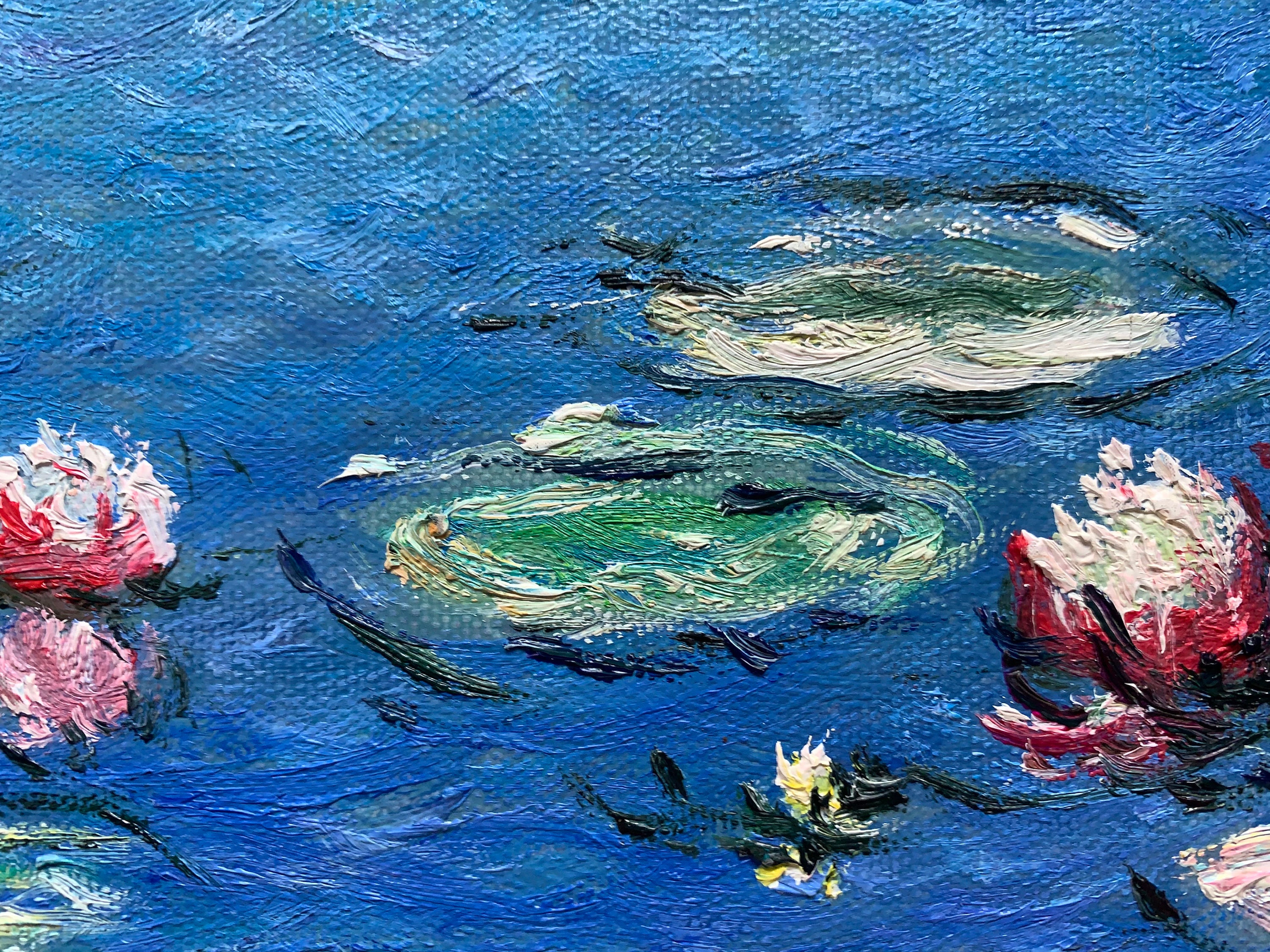 クロード・モネの「睡蓮」 - 手描き印象派油彩キャンバス、ファイン