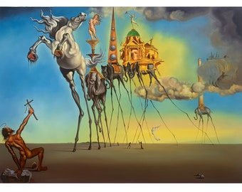 Salvador Dalí&#39;s The Temptation of St. Anthony Reproduction Hand-Painted Oil Painting on Canvas, 24x32&quot;(60x80cm), IN STOCK & Ready to Ship!