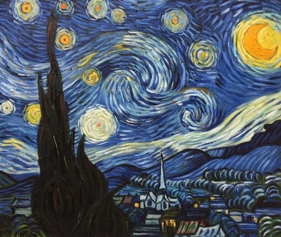 Vincent Van Gogh Notte stellata Repro, dipinto ad olio su tela