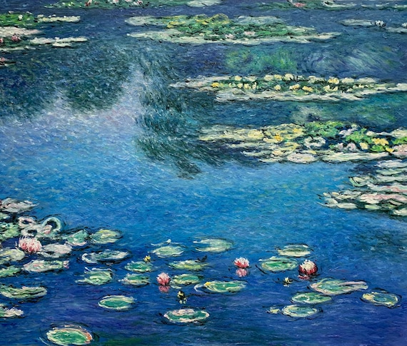 クロード・モネの「睡蓮」 - 手描き印象派油彩キャンバス、ファイン