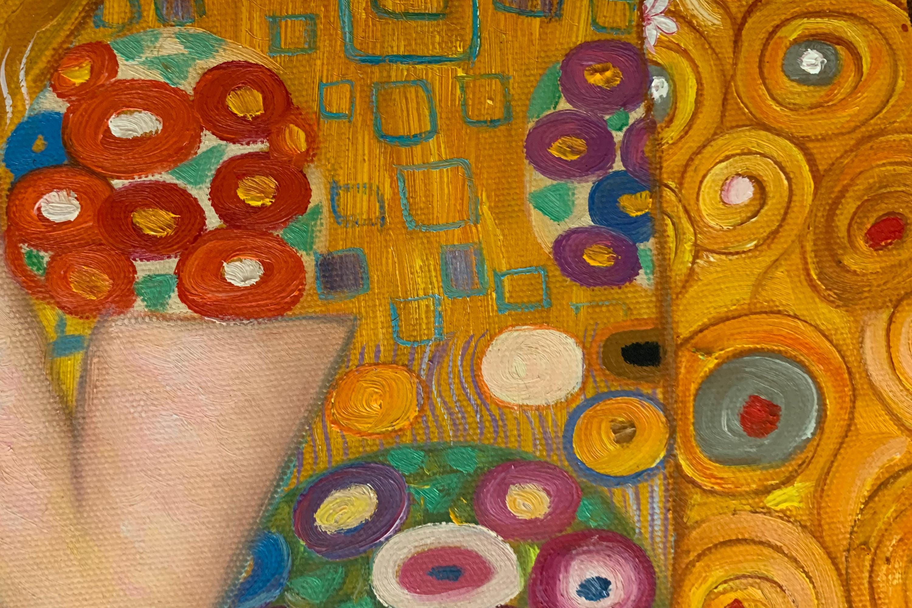 Gustav Klimt the Kiss Hand-painted Oil Painting Reproduction on Canvas ...