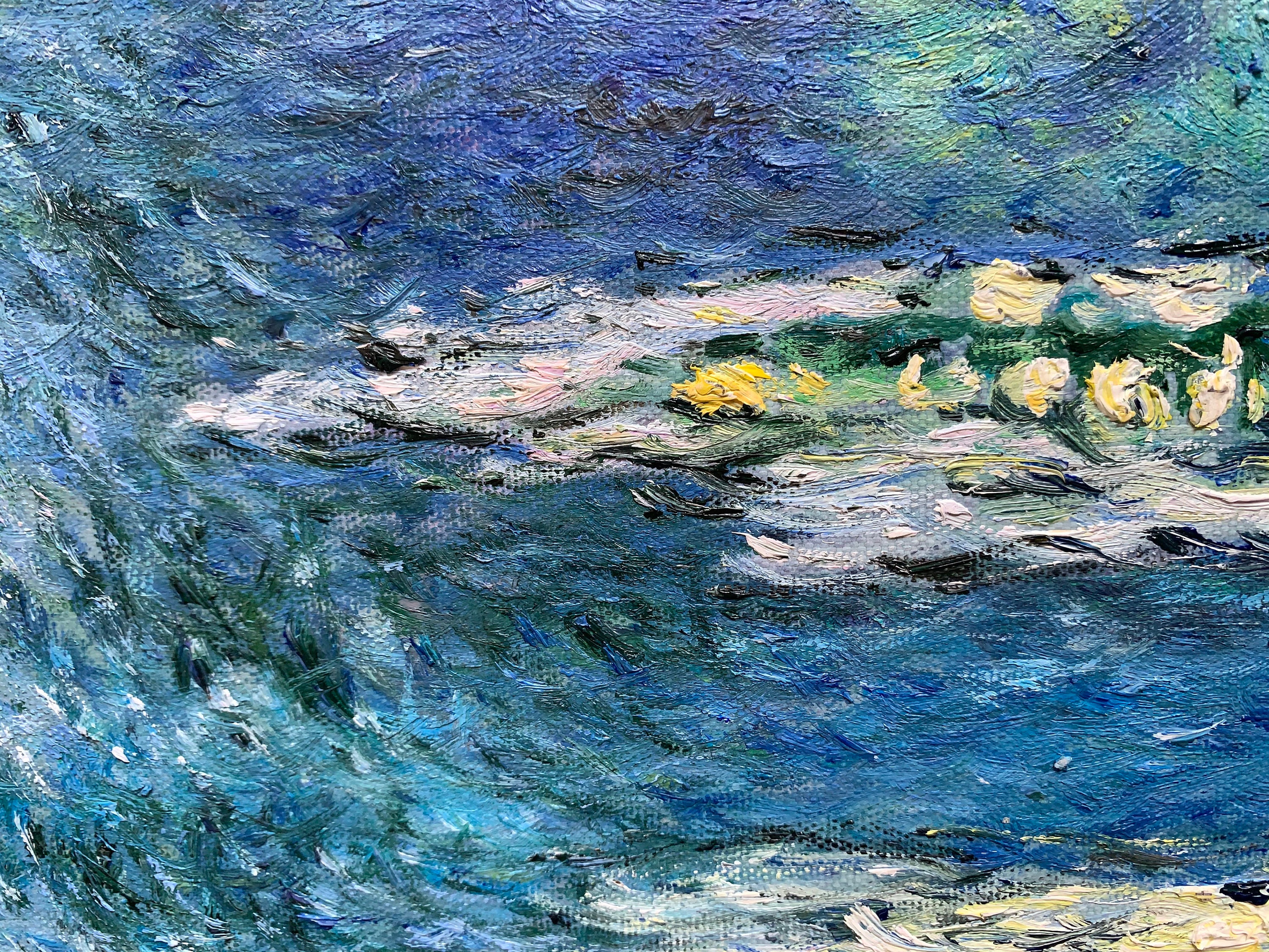 クロード・モネの「睡蓮」 - 手描き印象派油彩キャンバス、ファイン