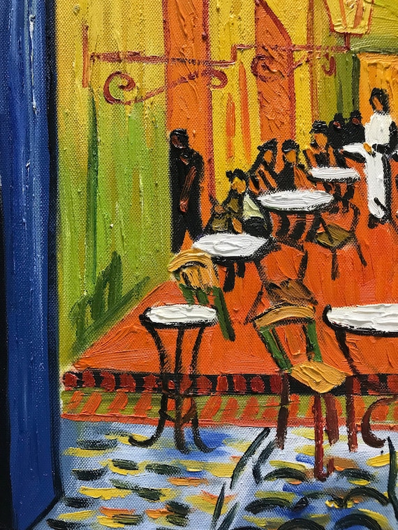 décor de mur Terrasse de café peinte à la main de Fokenzary pendant la nuit Reproduction de Vincent Van Gogh œuvre dart célèbre peinture abstraite moderne sur toile pour le salon