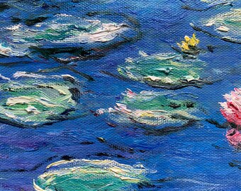 クロード・モネの「睡蓮」 - 手描き印象派油彩キャンバス、ファイン