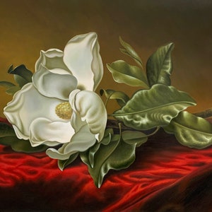 Martin Johnson Heade Magnolia Grandiflora repro, Oil painting on canvas 100% Hand Painted