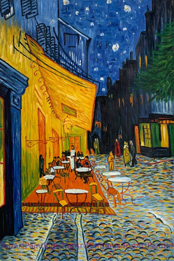 フィンセント・ファン・ゴッホ作「夜のカフェテラス」、キャンバスに