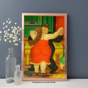 Couple Dancing Fernando Botero Repro, Oil painting on canvas, 100% Hand painted 24x36 image 3