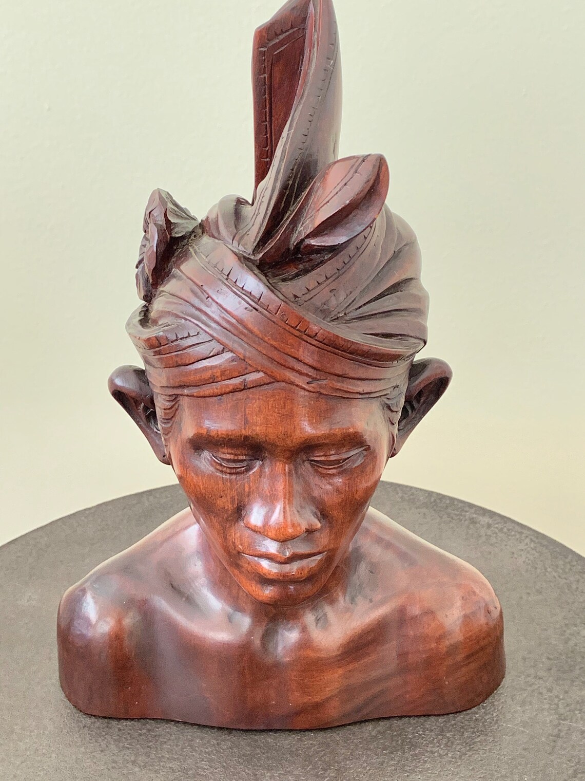 Vintage Malaysian Hard Wood Bust Sculpture Headdress Etsy