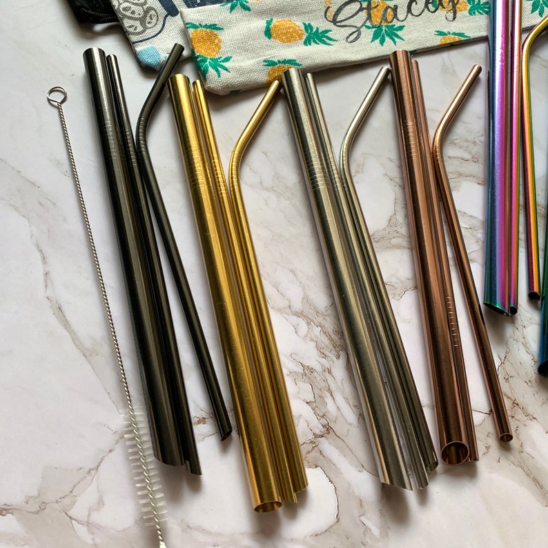 CUSTOMISABLE Sharp Metal Straw Set Reusable Eco Friendly Boba Etsy
