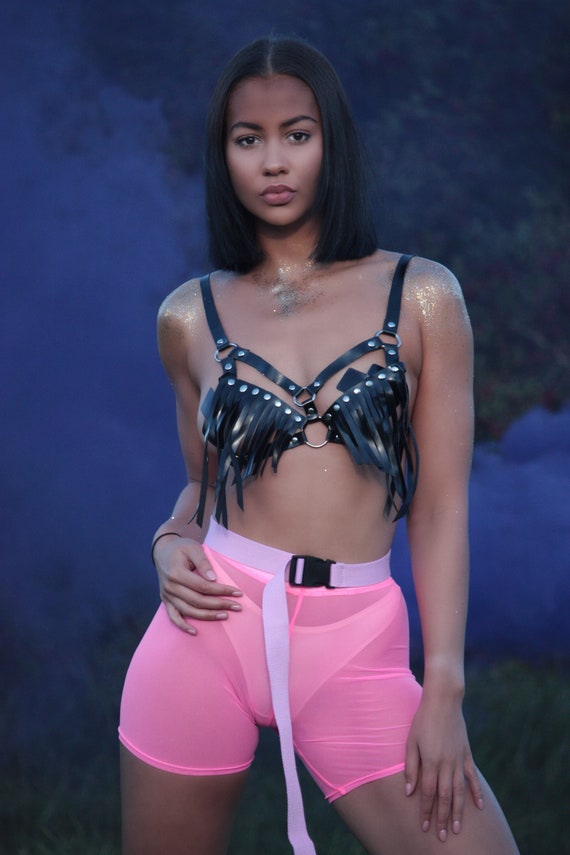 pink mesh biker shorts