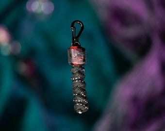 Glass Bead Keychain - Black Reflective