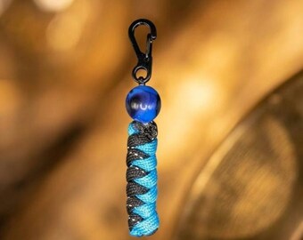 Glass Bead Keychain - Black & Blue