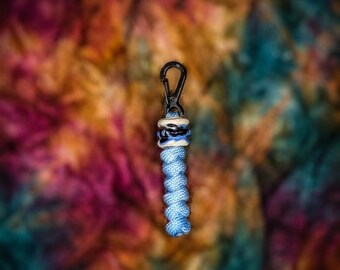 Glass Bead Keychain - White & Blue