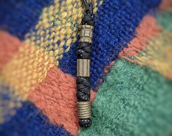Brass Bead Keychain - Black Reflective