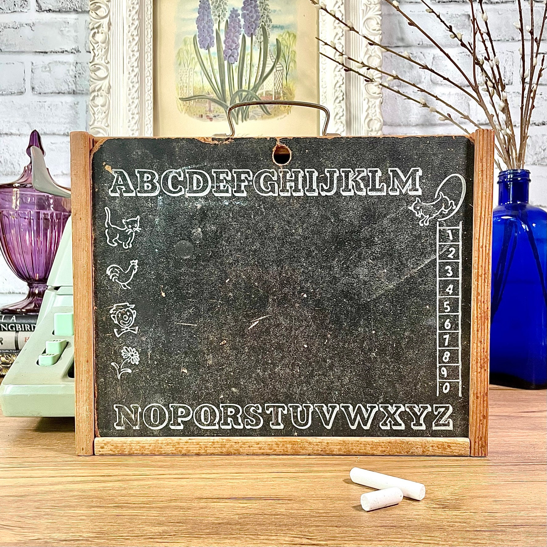 Vintage Aplha Chalk Box Advertising School House Teacher With Original  Chalk