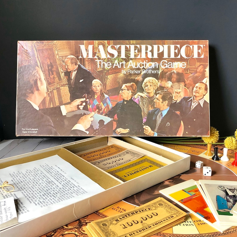 Vintage Masterpiece Board Game  1970 Art Auction Game 