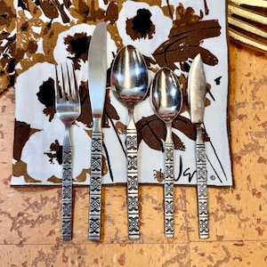 Vintage MCM Ecko Eterna Montalo Stainless Flatware Set - Mid Century Modern Dinnerware Utensils