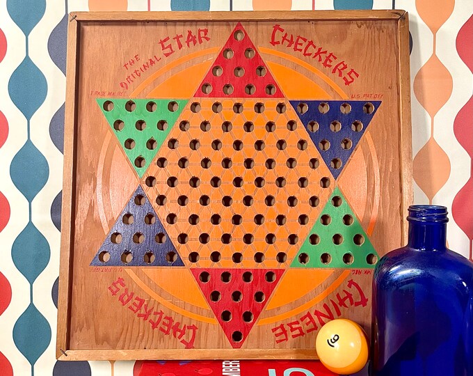Vintage 1938 Wooden Chinese Checker Board L.G. Ballard Mfg Co. Rustic