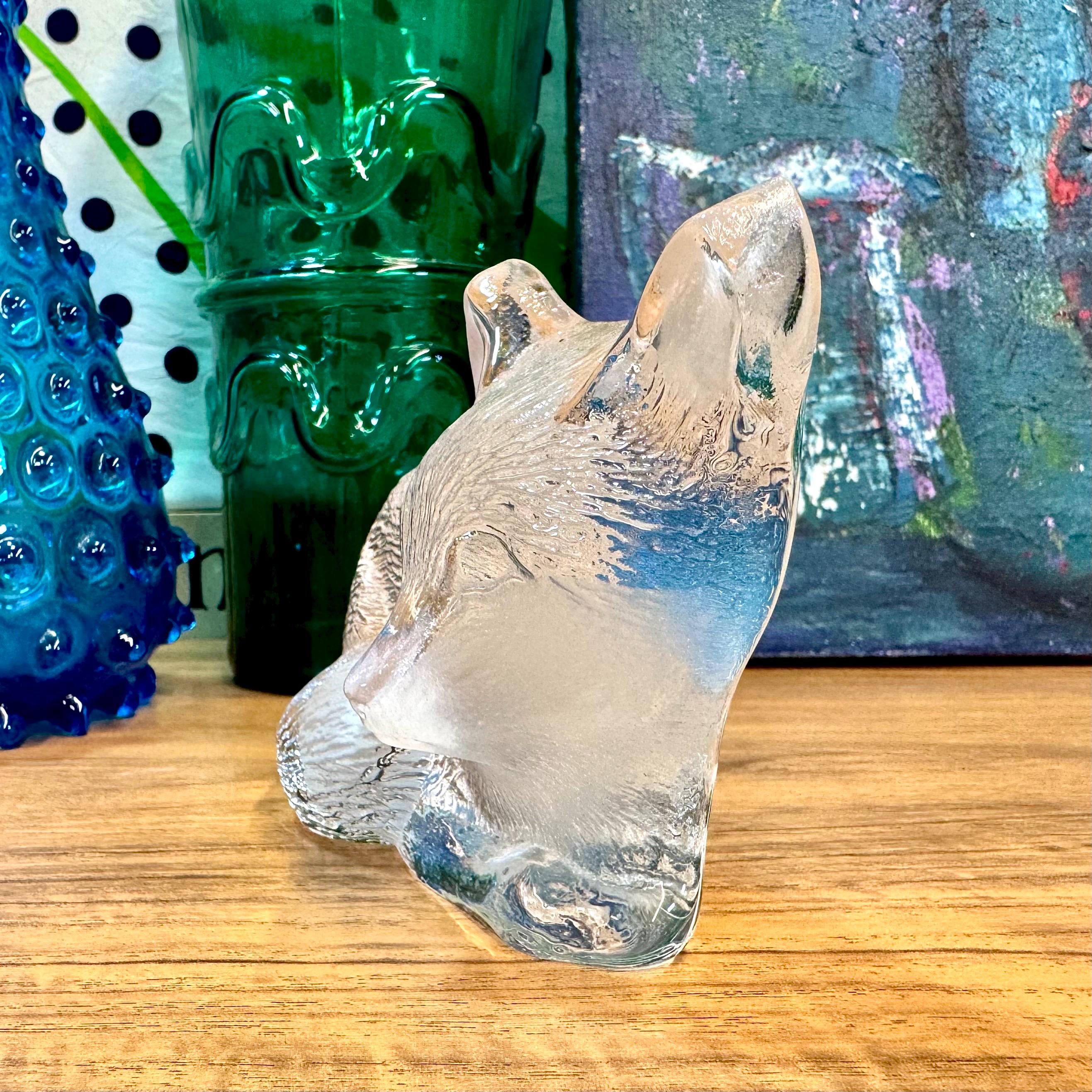 M●希少70s　ヴィンテージクリスタル　Mats Jonasson　ヘラジカ Vintage Mats Jonasson Lead Crystal Fox Figurine - Swedish