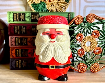 Vintage 1960s Keramik Nikolaus Kerze: Kitschige Mid Century Weihnachtsdeko