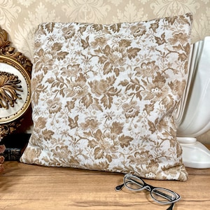 Vintage 1950s Brocade Floral Pillow: MCM Hollywood Regency Tapestry