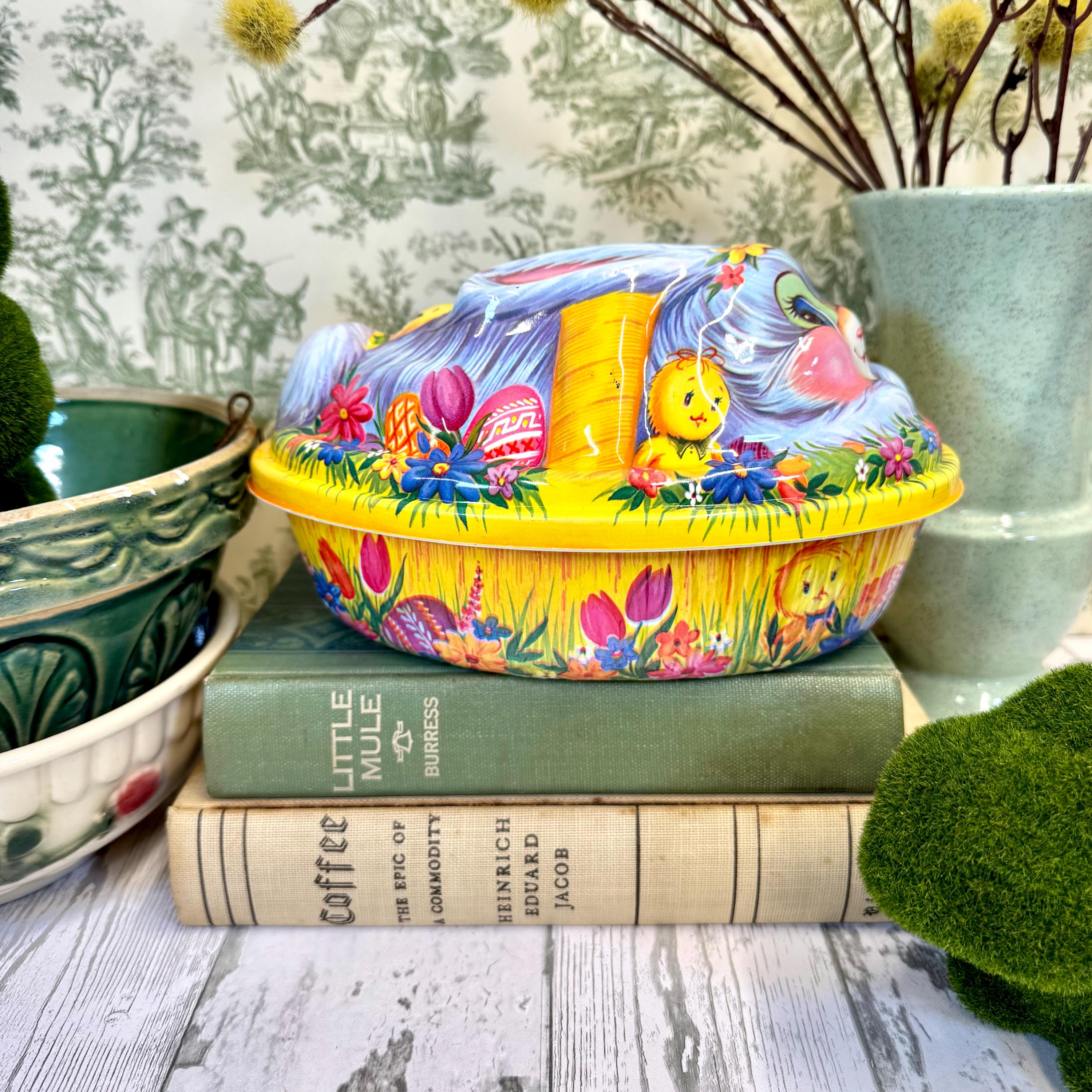 Vintage 1970s Kitsch Easter Bunny Plastic Candy Egg Container Colorful ...
