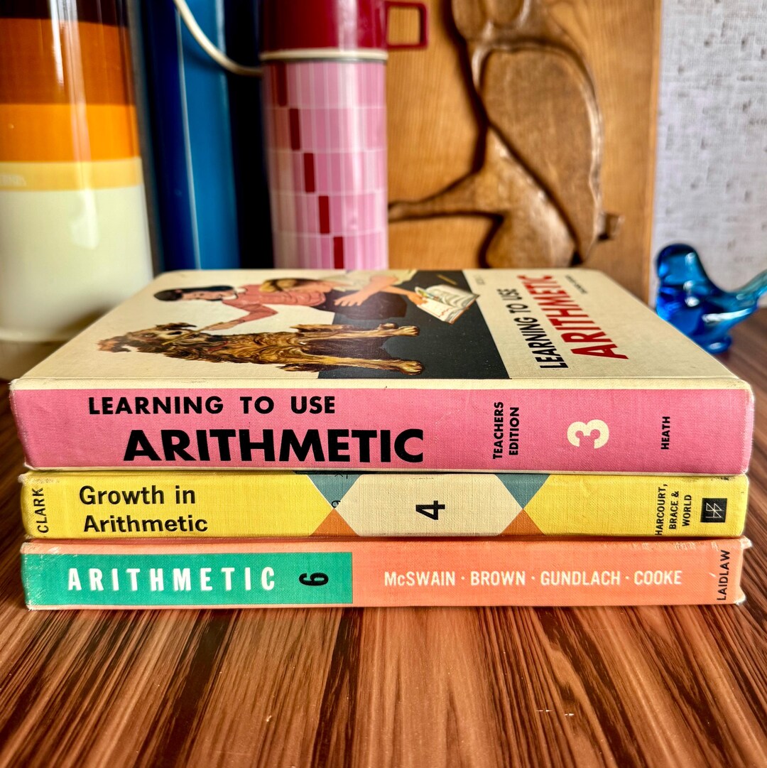 Vintage 1960s Grade Level Arithmetic School Book Stack : MCM Elementary ...
