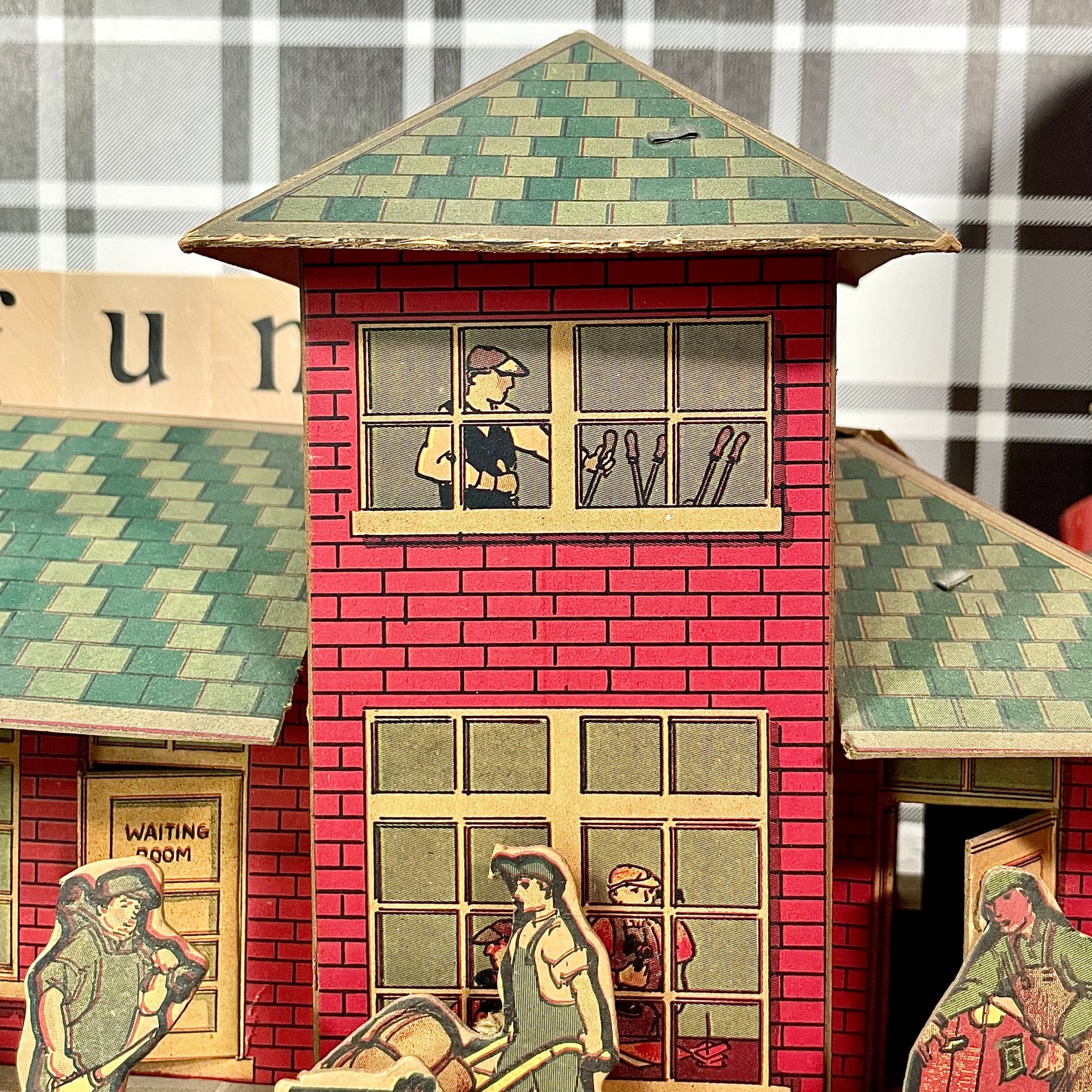 Transogram Vintage 1930s Transogram Paper Train Station Toy: Lithograph Cardboard ...