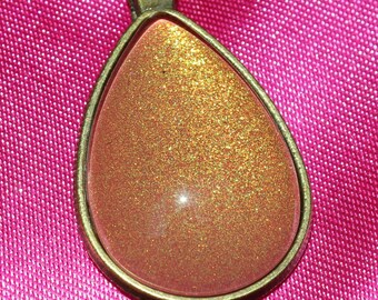 156~ Nail Polish Jewelry, Teardrop, Bronze, Pendant Necklace using Bees Knees Lacquer,  gift, jewelry, hand painted