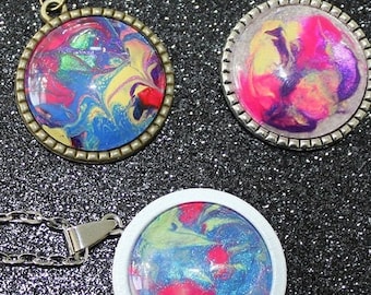 123-126~ Nail Polish Jewelry, You choose, Nail Polish Pendant, Multi Color, Dry Marble, Perfect Gift, One of a kind,hand painted