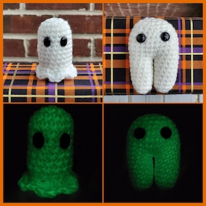 Cryptid Squad Amigurumi Glow In the Dark Fresno Nightcrawler and Ghost Mini Plush (+keychain available)