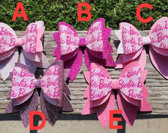 Pink glitter 5" hair bow.