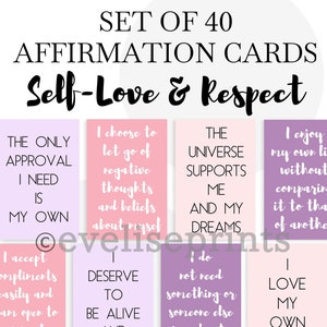 Affirmation Cards Set for Self-love, Self-esteem & Respect ...