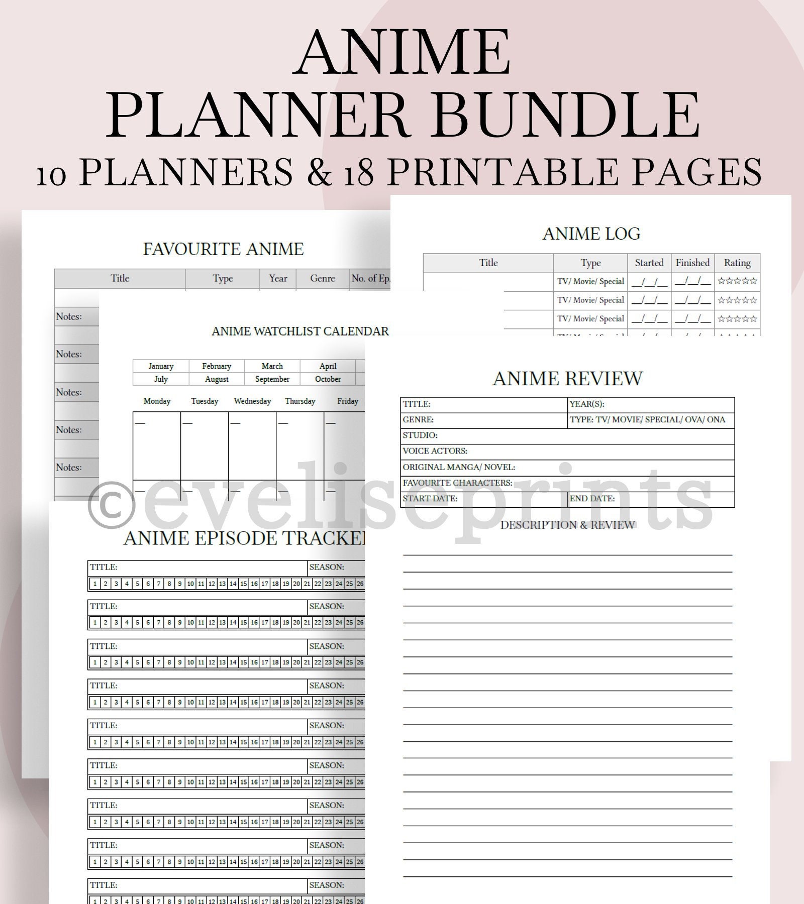 Anime Planner Bundle Printable | Etsy