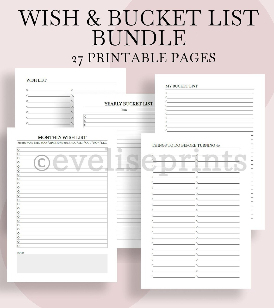 Wish & Bucket List Bundle Printable Etsy