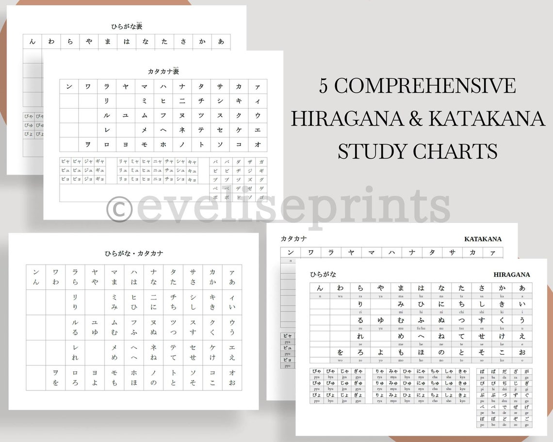 Japanese Hiragana &amp; Katakana Study Pack Printable - Etsy