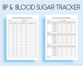 Blood Pressure Tracker & Blood Sugar Tracker | Clean, Minimalist Design (A4, A5, A6) | Printable Pages