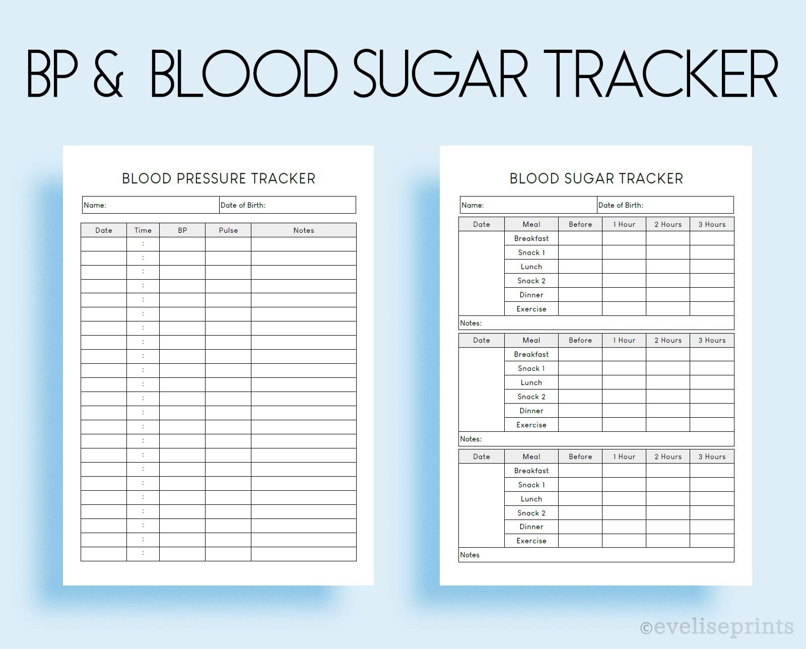 Blood Pressure Tracker & Blood Sugar Tracker Clean Etsy