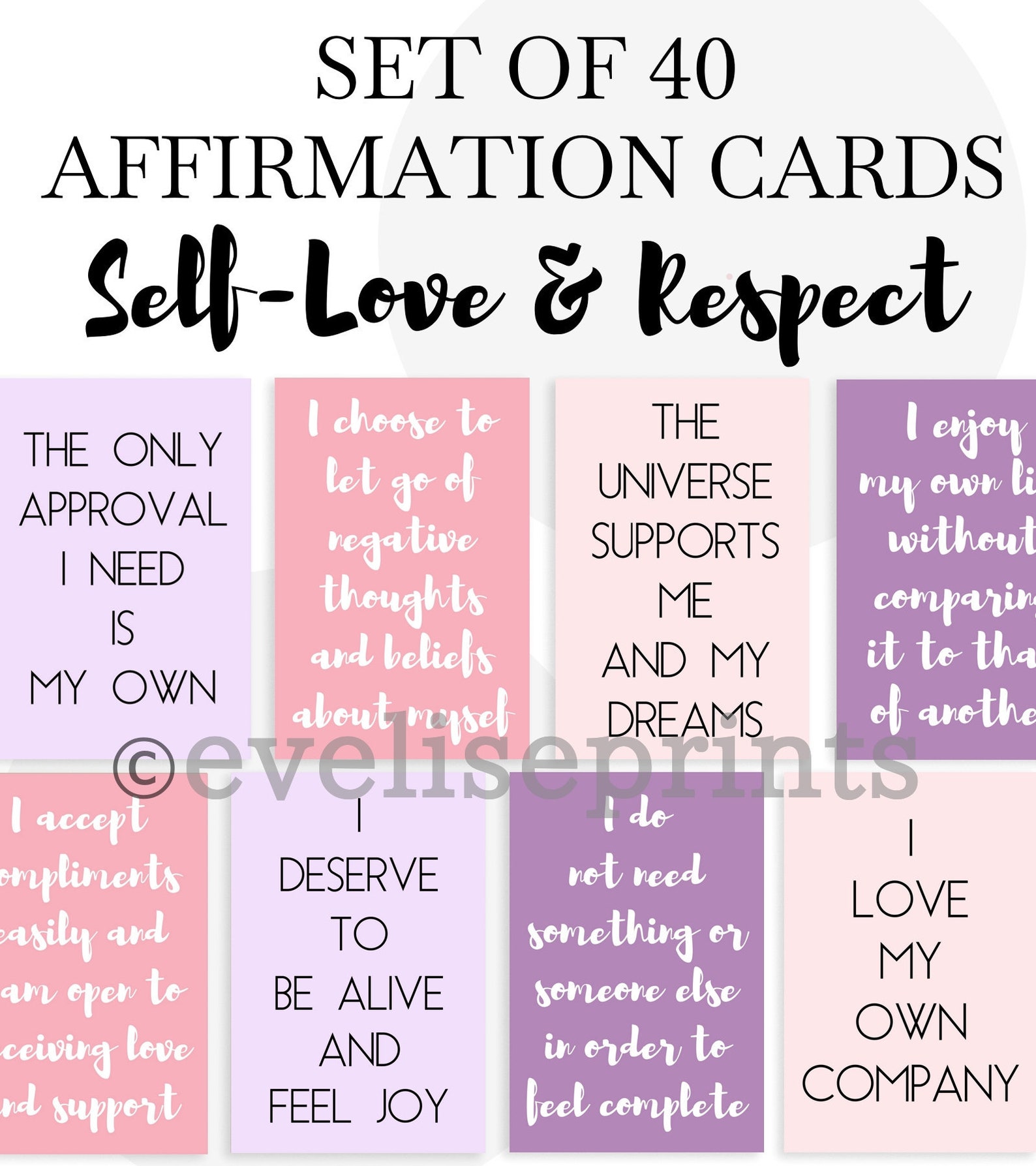 Affirmation Cards Set for Self-love, Self-esteem & Respect ...