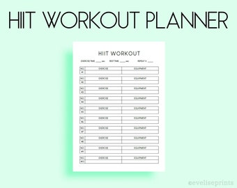 HIIT Workout Planner | Clean & Minimalist Design (A4, A5, A6) | Printable