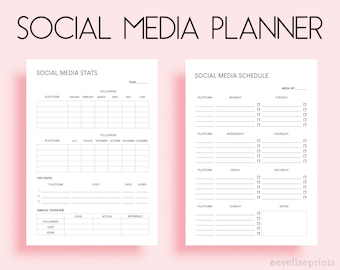 Social Media Planner | Clean & Minimalist Design (A4, A5, A6) | Printable Pages